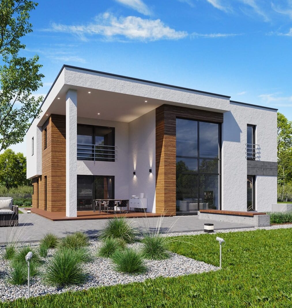 domy płaski dach wolfhaus