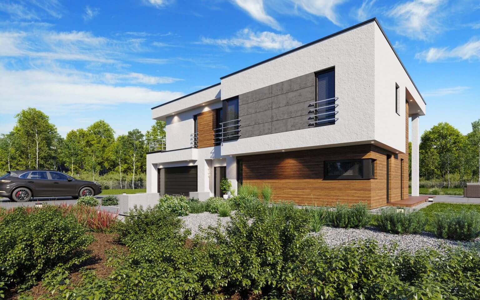 domy z płaskim dachem